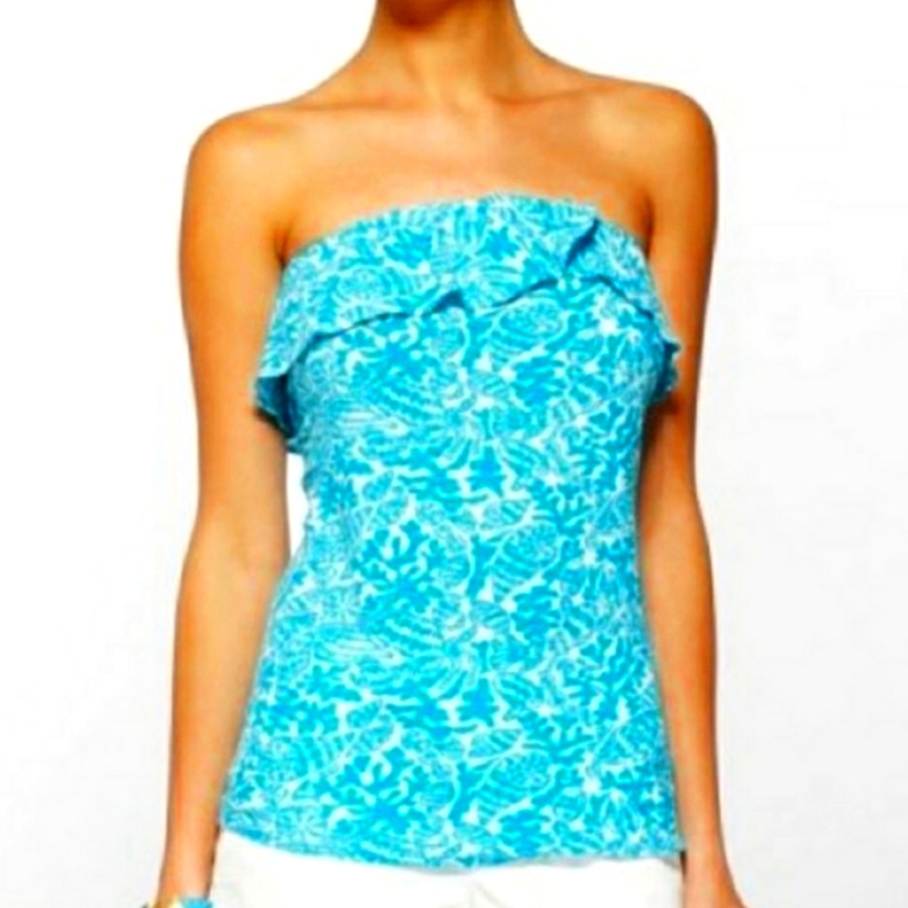 Lilly Pulitzer strapless top turquoise blue